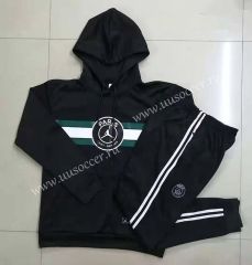 2021-22 Jordan PSG Black Thailand Soccer Tracksuit Uniform With Hat-815