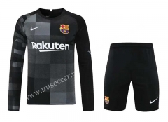 2021-2022 Barcelona Goalkeeper Black  LS Thailand Soccer Uniform-418