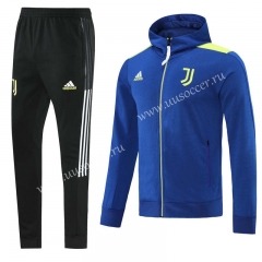 2021-22 Juventus FC Cai Blue Thailand Soccer Jacket Uniform with  Hat-815