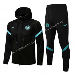 2021-2022 Inter Milan Black Thailand Soccer jacket  Uniform With Hat-815