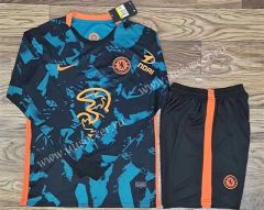 2021-2022 Chelsea 2nd Away Royal Blue LS Soccer Uniform-709
