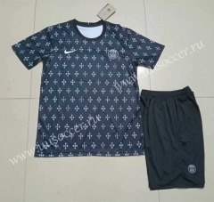 2021-2022 Paris SG  Black  flower point Soccer Uniform-718