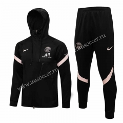 2021-22 Paris SG Black  Soccer Jacket Uniform with hat-815