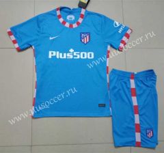 2021-2022 Atlético Madrid 2nd Away Blue  Soccer Uniform-718