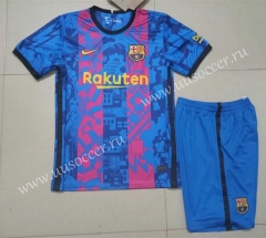 Champions League 2021-2022 Barcelona 2nd Away  Red&Blue Soccer Uniform-718