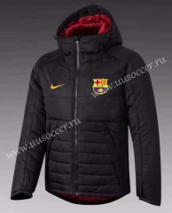 21-22 Barcelona Black Thailand Soccer Coat With Hat-GDP