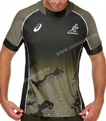 21-22  Australia Black &Green Yellow Rugby Shirt