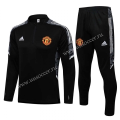 UEFA Champions League 2021-22 Manchester United Black Thailand Tracksuit Uniform-815