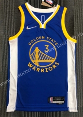 75th Anniversary V-neck NBA Golden State Warriors Blue  #3 Jersey-311
