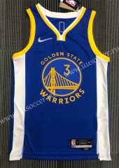 75th Anniversary V-neck NBA Golden State Warriors Blue  #3 Jersey-311