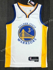 75th Anniversary V-neck NBA Golden State Warriors White  #3 Jersey-311