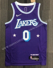 21-22 City Edition NBA Lakers Purple #0  Jersey-311