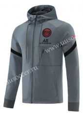 2021-22 Paris SG Dark  Gray  Soccer Jacket  with hat-LH