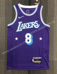 21-22 City Edition NBA Lakers Purple #8 Jersey-311