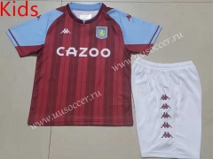 21-22 Aston Villa  Home Red Thailand kids Soccer Jersey AAA-507