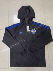 2021-2022 BOCA Juniors Black Thailand Soccer Windbreaker With Hat -815