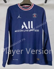 Player version 2021-22 Paris SG  Home Blue LS Thailand Soccer Jersey AAA