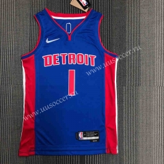 21-22 75th anniversary  NBA Detroit Pistons Blue #1 Jersey-311