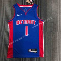 21-22 75th anniversary  NBA Detroit Pistons Blue #1 Jersey-311