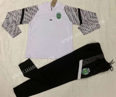 21-22 Sporting Clube de Portugal White  Soccer Tracksuit Uniform-HR