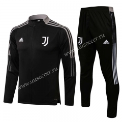 2021-2022 Juventus Black Thailand Soccer Tracksuit-815