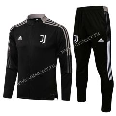 2021-2022 Juventus Black Thailand Soccer Tracksuit-815