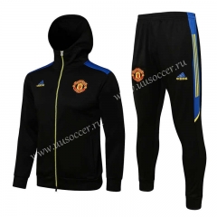 UEFA Champions League21 -2022 Manchester United Black  Thailand Soccer Jacket Uniform With Hat-815