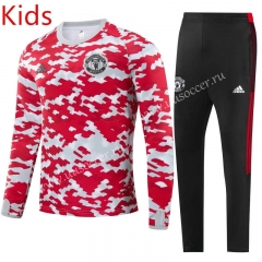 21-22 Manchester United Red&White  Kids/Youth Soccer Tracksuit-GDP