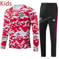 21-22 Manchester United Red&White  Kids/Youth Soccer Tracksuit-GDP