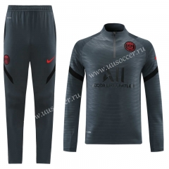 2021-22 Jordan Paris SG Dark Gray  Thailand Soccer Tracksuit Uniform-LH