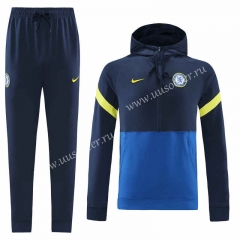 21-22 Chelsea Blue Thailand Soccer Tracksuit Uniform With Hat-LH
