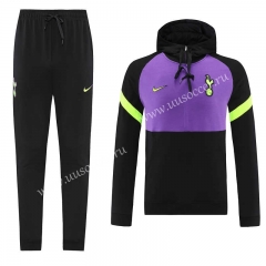 2021-2022 Tottenham Hotspur Black&Purple  Thailand Soccer Tracksuit Uniform with hat-LH