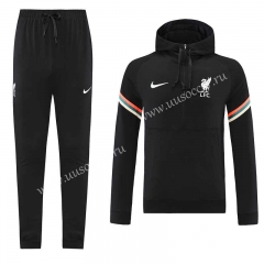 2021-2022 Liverpool Black Thailand Soccer Tracksuit Uniform With Hat-LH