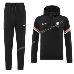 2021-2022 Liverpool Black Thailand Soccer Tracksuit Uniform With Hat-LH
