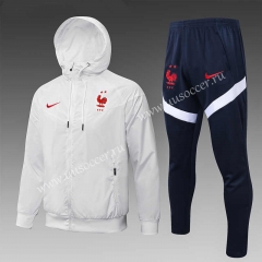 2021-2022 France White  Thailand Soccer Windbreaker uniform With Hat -815
