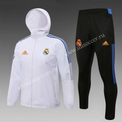 2021-22 Real Madrid White  Wind Coat uniform With Hat-815