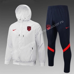 21-22 Atletico MadridWhite Thailand Wind Coat uniform With Hat-815