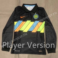Player version 21-22 Inter Milan 2nd Away  Black LS Thailand Soccer Jersey AAA-2016