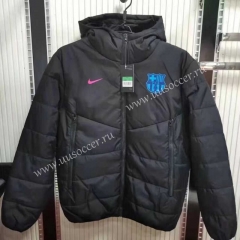 21-22 Barcelona Black Thailand Soccer Coat With Hat-GDP