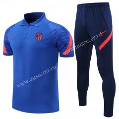 21-22 Atletico Madrid Blue Thailand Polo Uniform-CS