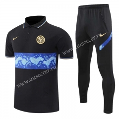 2021-22 Inter Milan Black Thailand Polo Uniform-CS