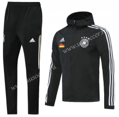 2020-2021 Germany Black Trench Coats  uniform With Hat-LH