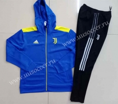 2021-22 Juventus FC Blue Thailand Soccer Jacket Uniform With Hat-815