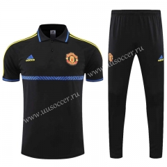 2021-2022 Manchester United Black  Thailand Polo Uniform-CS