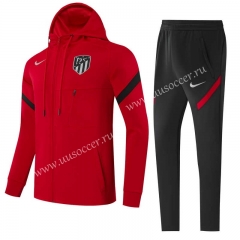 (S-3XL)2021-2022 Atletico Madrid Red Thailand Soccer Jacket Uniform with Hat -GDP