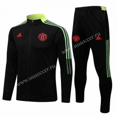2021-2022 Manchester United Black  Thailand Soccer Jacket Uniform-815