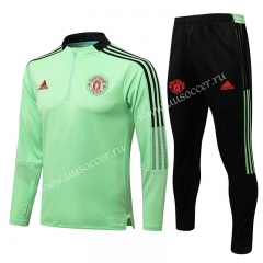 2021-22 Manchester United Green Thailand Tracksuit Uniform-815