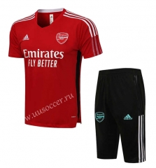 2021-2022 Arsenal Red Shorts Sleeve Thailand Soccer Tracksuit Uniform-815