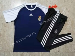 21-22 Real Madrid Royal Blue Thailand Short-sleeved Tracksuit Uniform-815