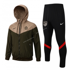 21-22 Atletico Madrid ArmyGreen Thailand Wind Coat uniform With Hat-815